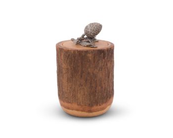 Vagabond House Pine Cone Wood canister 5.25"W x 9"T