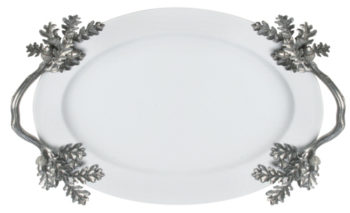 Vagabond House Acorn/Oak Porcelain Tray 15.75" L x 10" W x 1.5"H