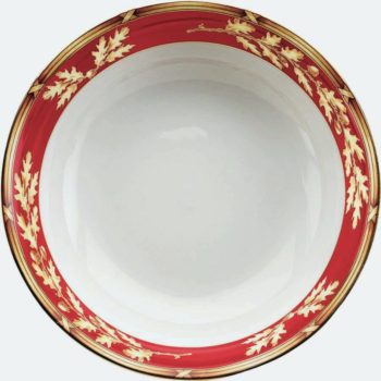 Julie Wear Gold Oak Red Serve Bowl 9"D