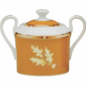 Julie Wear Gold Oak Caramel Sugar Bowl with Lid 3.5"