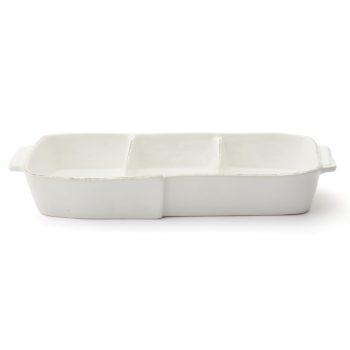 Vietri Lastra White Small Three Part Server 13.5"L, 2"H - Image 2