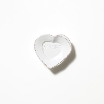 Vietri Lastra White Heart Mini Amore Plate 4.5"L, 4.25"W