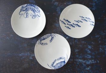 Caskata School of Fish Blue Coupe Soup Bowl 9.25"D - Image 2