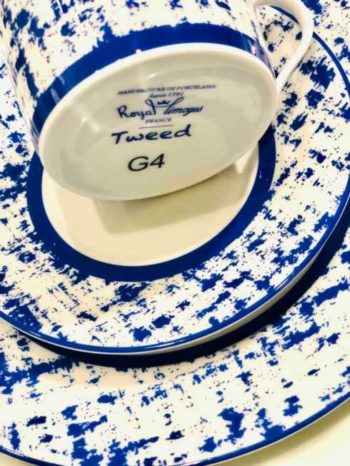 Royal Limoges TWEED Bleu Tea Saucer