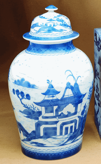 Mottahedeh Blue Canton Large Ginger Jar 6"H