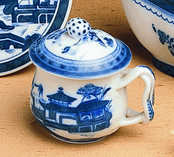 Mottahedeh Blue Canton Pot de Crème w/Lid 3.25"H