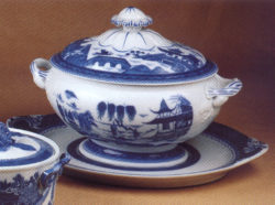 Mottahedeh Blue Canton Oval Tureen and Stand 17"L