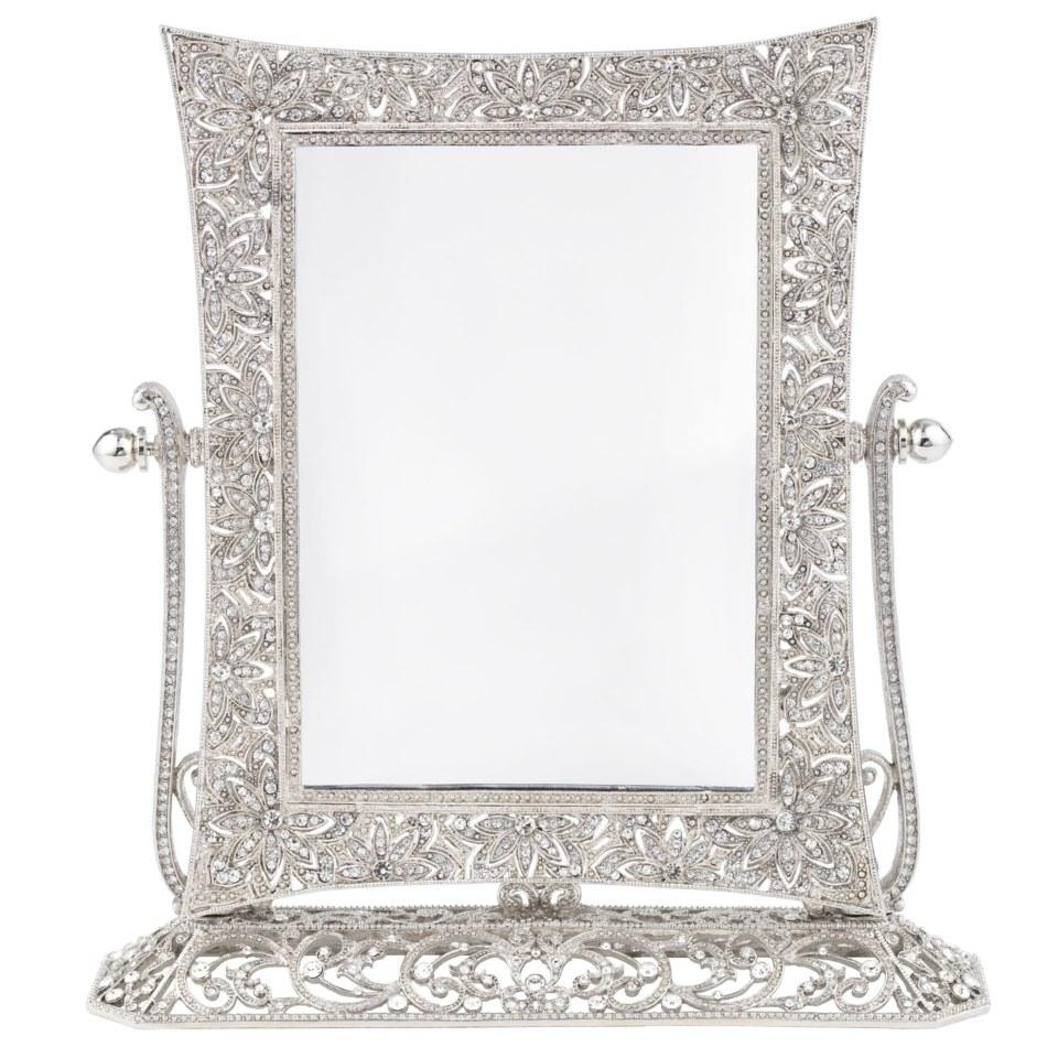 Olivia Riegel Silver Windsor Magnified Standing Mirror 9.5" L 2.75" W 10" H
