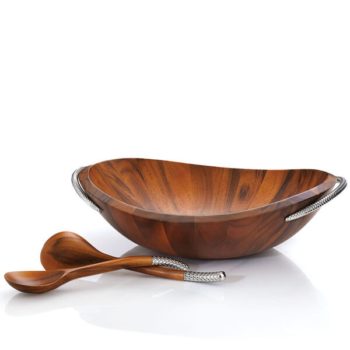 Nambe Braid Salad Bowl w/ Servers  20"L