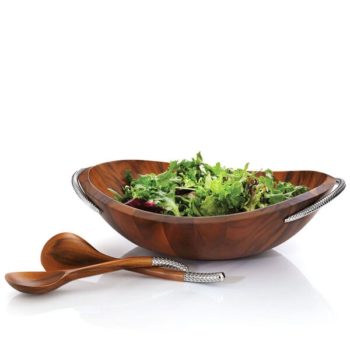 Nambe Braid Salad Bowl w/ Servers  20"L - Image 2