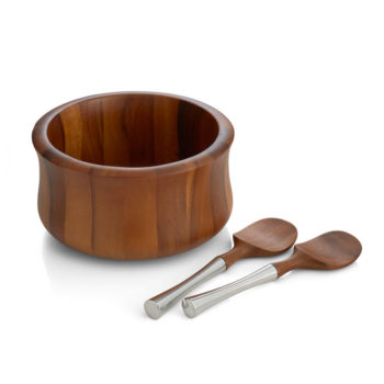 Nambe Nara Salad Bowl W/Servers 10.5" D x 5.5" H - Image 2