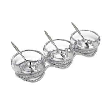 Nambe Braid Triple Condiment Set w/Spoons