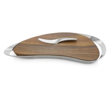 Nambe Pulse Cheese Board w/ Knife 16.25" L x 10.75" W x 1.25" H