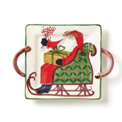 Vietri Old St. Nick Handled Square Platter