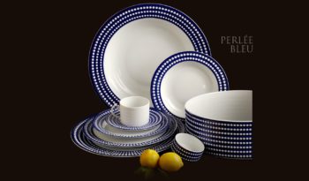 L'Objet Perlee Bleu Rim Soup Plate 9" - Image 2