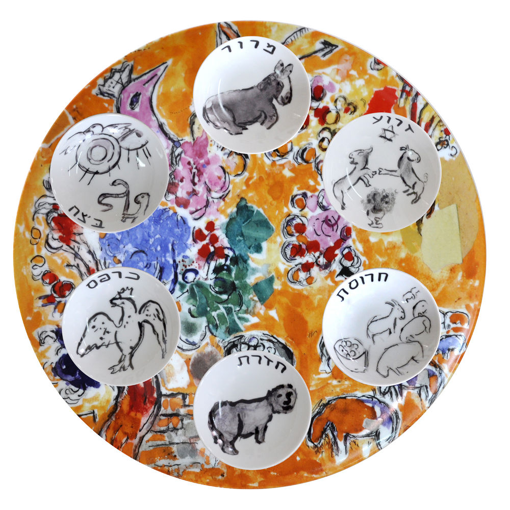 Bernardaud The Hadassah Windows Seder Platter 16″D and 6 dishes by Chagall
