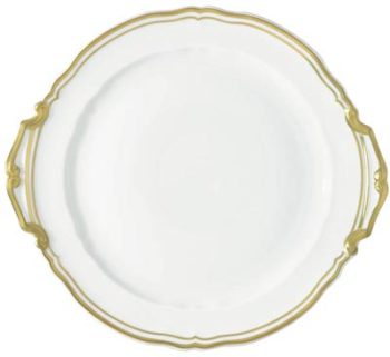 Raynaud Polka Gold Cake Dish With Handles 9.75"D