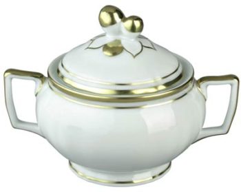 Raynaud Polka Gold Sugar Bowl 7.25 oz