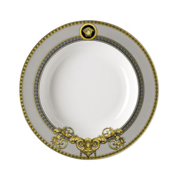 Versace Prestige Gala Grey Rim Soup Bowl 8.5"