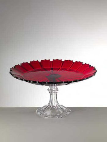 Mario Luca Giusti Ninfea Red Cake Plate 11.75"W x 6.25"H