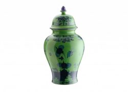Ginori 1735 Oriente Italiano Malachite Potiche Vase with Cover, Large 15"H