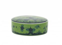 Ginori 1735 Oriente Italiano Malachite Round Box with Cover 5"