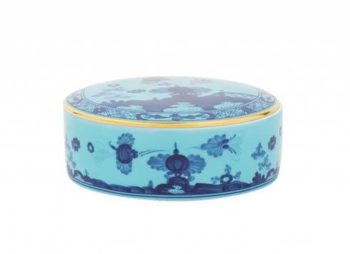 Ginori 1735 Oriente Italiano Iris Round Box with Cover 5"D