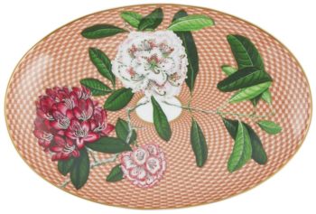 Raynaud Trésor Fleuri Beige Rhododendron Side dish 9.3"L x 6.2"W