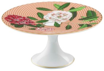 Raynaud Trésor Fleuri Beige Rhododendron Petit four stand Small 6.3"D x 3"H