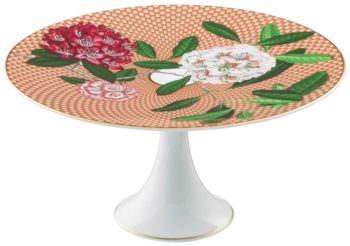 Raynaud Trésor Fleuri Beige Rhododendron Petit four stand Medium 4.3"H, 8.7"D