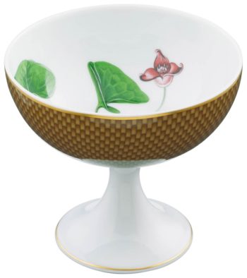 Raynaud Trésor Fleuri Marron Asarum Sundae cup 4.1"H x 4.6"W