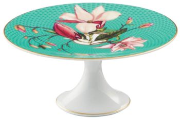 Raynaud Trésor Fleuri Turquoise Magnolia Petit four stand Small 6.3"D x 3'H