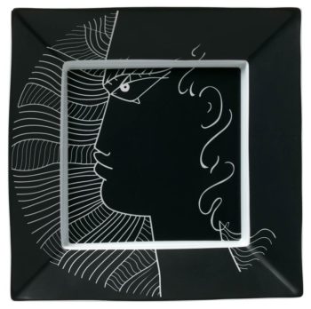 Raynaud Jean Cocteau Black Square trinket tray 6.7"SQ