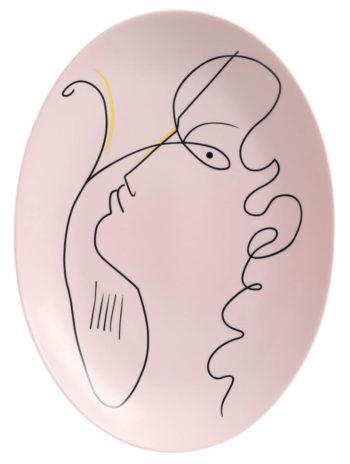 Raynaud Jean Cocteau Pink Oval platter 14.2"L x 10.2"W