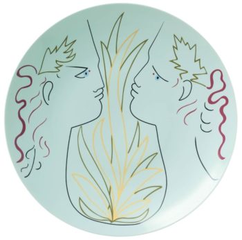 Raynaud Jean Cocteau Green Large bowl 16.1"D