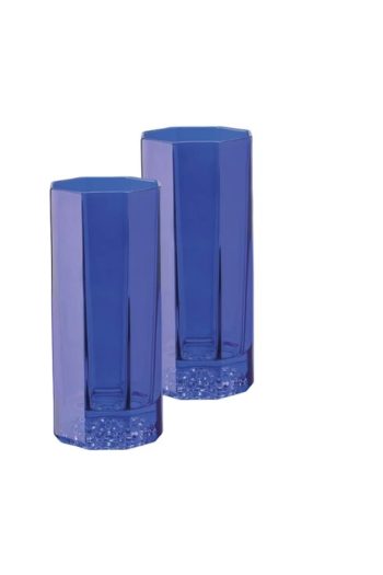 Versace by Rosenthal Medusa Lumiere Blue Longdrink Set of Two 6 in 8oz