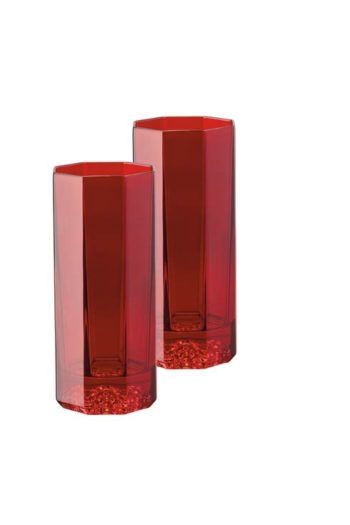 Versace by Rosenthal Medusa Lumiere Red Longdrink Set of Two 6 in 8 oz