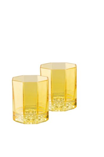 Versace by Rosenthal Medusa Lumiere Amber Whiskey DOF Set of Two 3 1/2 in 5 oz
