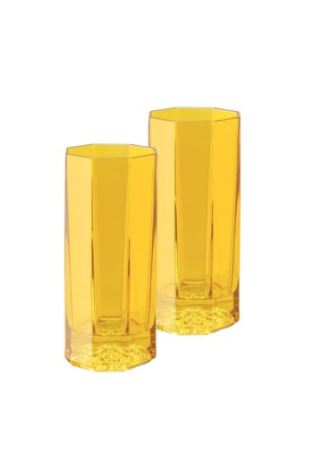 Versace by Rosenthal Medusa Lumiere Amber Longdrink Set of Two 6 in 8 oz