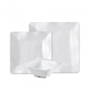 Q SQUARED NYC Ruffle Square Melamine 12PC Dinnerware Set