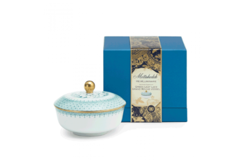 Mottahedeh Green Leaf Lace Heirluminare Grand Round Box 6.5 oz.