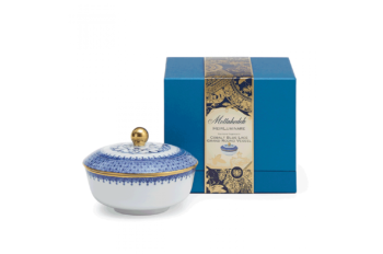 Mottahedeh Cobalt Blue Lace Heirluminare Grand Round Box 6.5 oz.