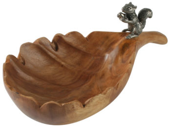 Vagabond House Leaf Nut Bowl w/Standing Squirrel 8.5"L