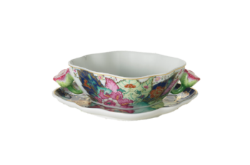 Mottahedeh Tobacco Leaf Cream Soup and Saucer