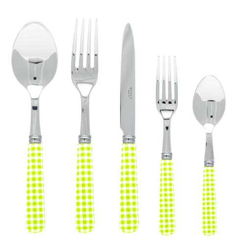 Sabre Gingham Lime Green Flatware The Pink Daisy