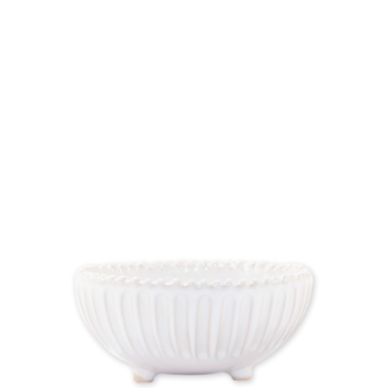 Vietri Incanto Stone White Stripe Footed Bowl 5.5"D x 2.5"H