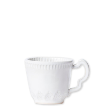 Vietri Incanto Stone White Leaf Mug 3.25"H, 10 oz