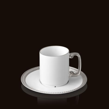 L'Objet Soie Tressée Platinum Espresso Cup Saucer (GIFT BOX OF 6) 4 oz