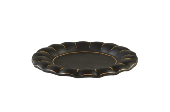 Mottahedeh Tony Duquette Black & Gold Lobed Dessert Plate