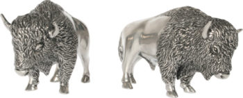 Vagabond House Pewter Bison Salt & Pepper 4.5" W x 2" L x 3" H